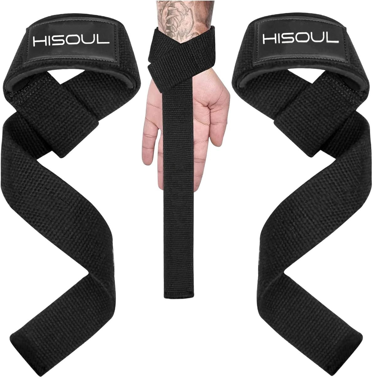 HI SOUL Lifting Straps for Gym, Padded Wrist Protection Strap, Strong Silicone Grip, for Weightlifting, DeadLift, Pull-Up Support, Strength Training, CrossFit, Hand Bar Strap - Cotton & Neoprene