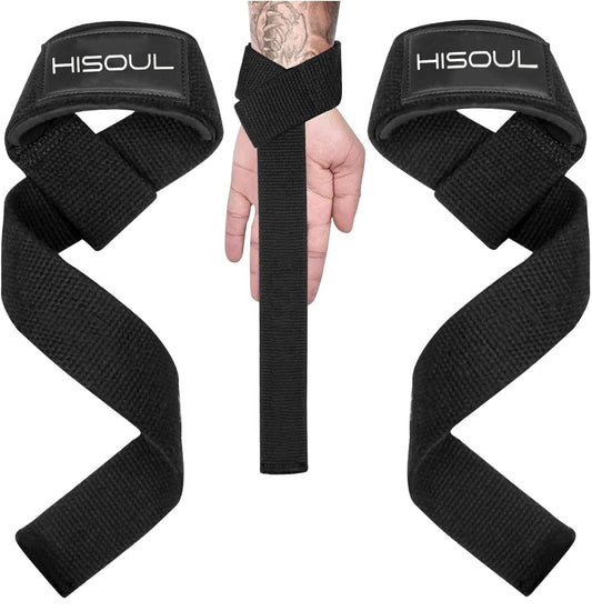 HI SOUL Lifting Straps for Gym, Padded Wrist Protection Strap, Strong Silicone Grip, for Weightlifting, DeadLift, Pull-Up Support, Strength Training, CrossFit, Hand Bar Strap - Cotton & Neoprene